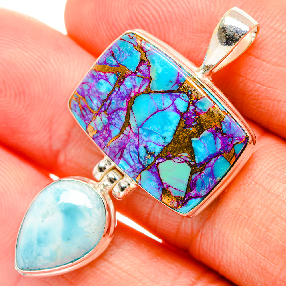 Purple Copper Composite Turquoise Pendants handcrafted by Anasilvercos - PD32659
