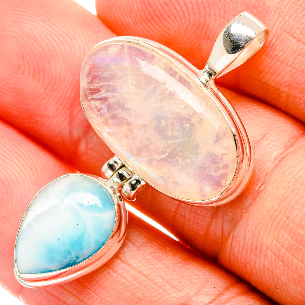 Rainbow Moonstone Pendants handcrafted by Anasilvercos - PD32710