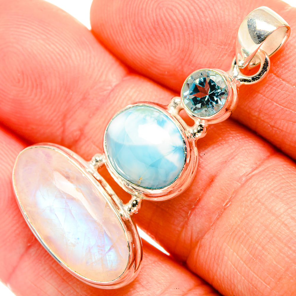 Rainbow Moonstone Pendants handcrafted by Anasilvercos - PD32711