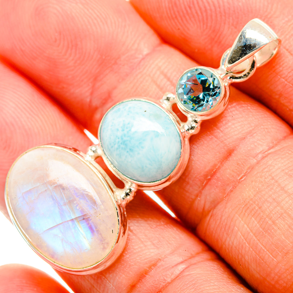 Rainbow Moonstone Pendants handcrafted by Anasilvercos - PD32712