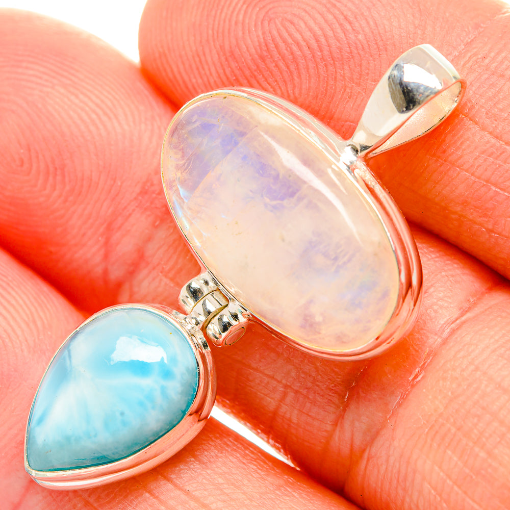 Rainbow Moonstone Pendants handcrafted by Anasilvercos - PD32713