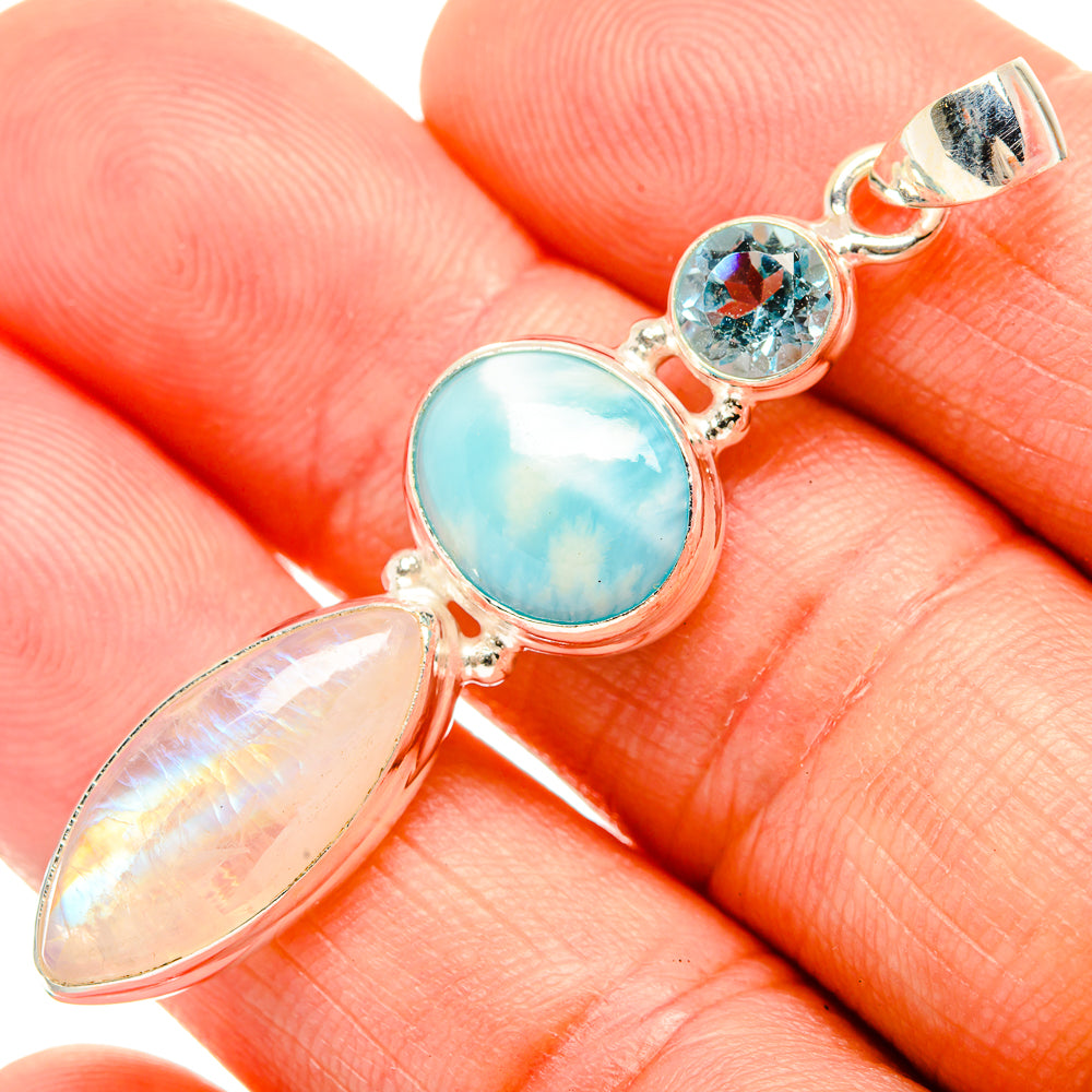 Rainbow Moonstone Pendants handcrafted by Anasilvercos - PD32714