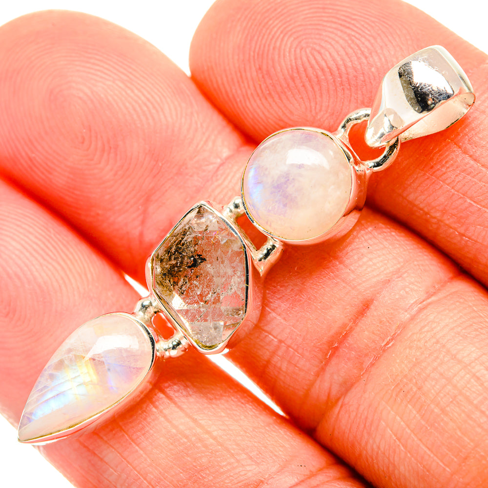 Rainbow Moonstone Pendants handcrafted by Anasilvercos - PD32715