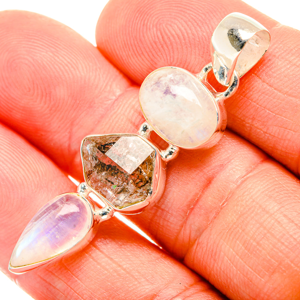 Rainbow Moonstone Pendants handcrafted by Anasilvercos - PD32733