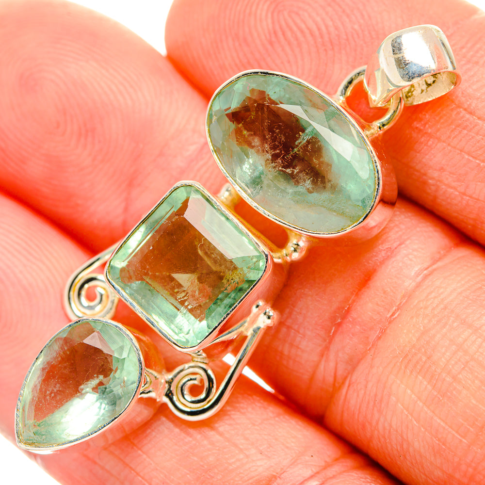 Green Fluorite Pendants handcrafted by Anasilvercos - PD32749