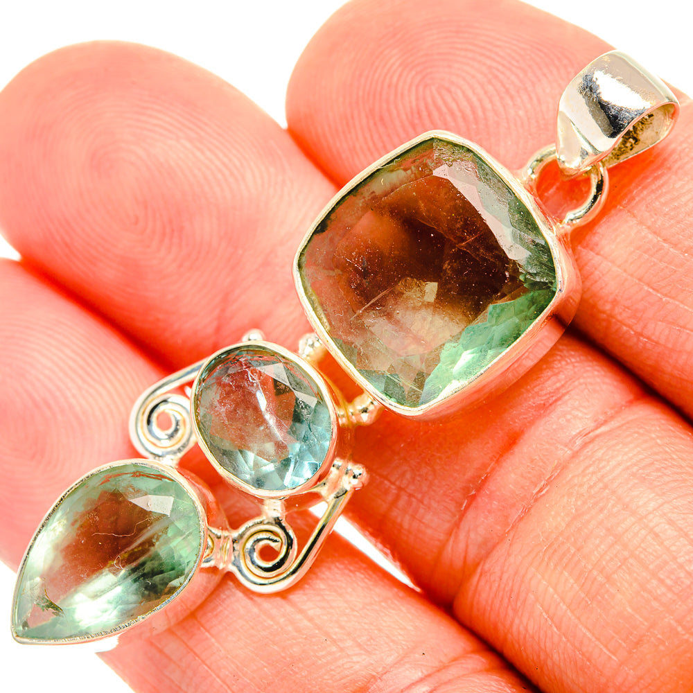 Green Fluorite Pendants handcrafted by Anasilvercos - PD32751