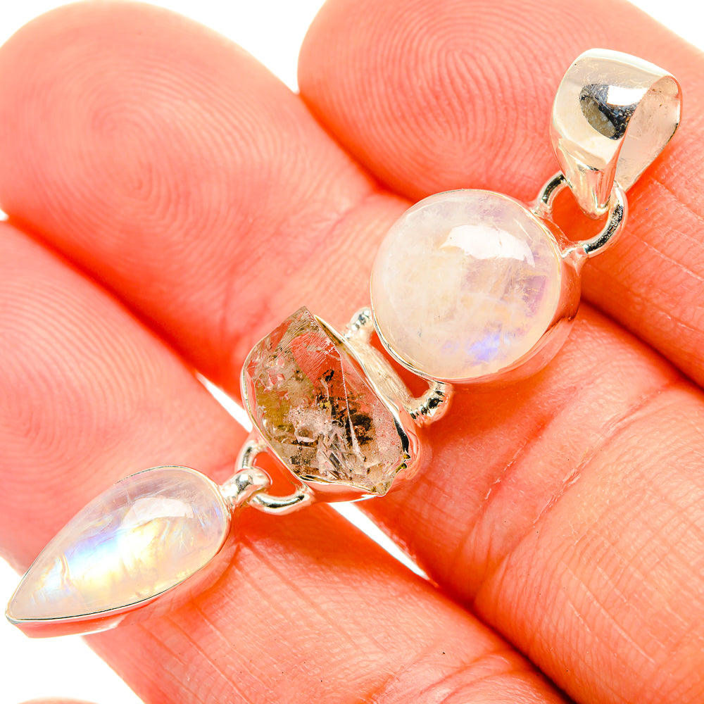 Rainbow Moonstone Pendants handcrafted by Anasilvercos - PD32762