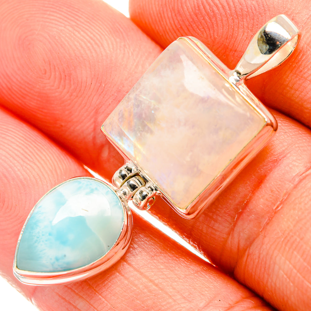 Rainbow Moonstone Pendants handcrafted by Anasilvercos - PD32772