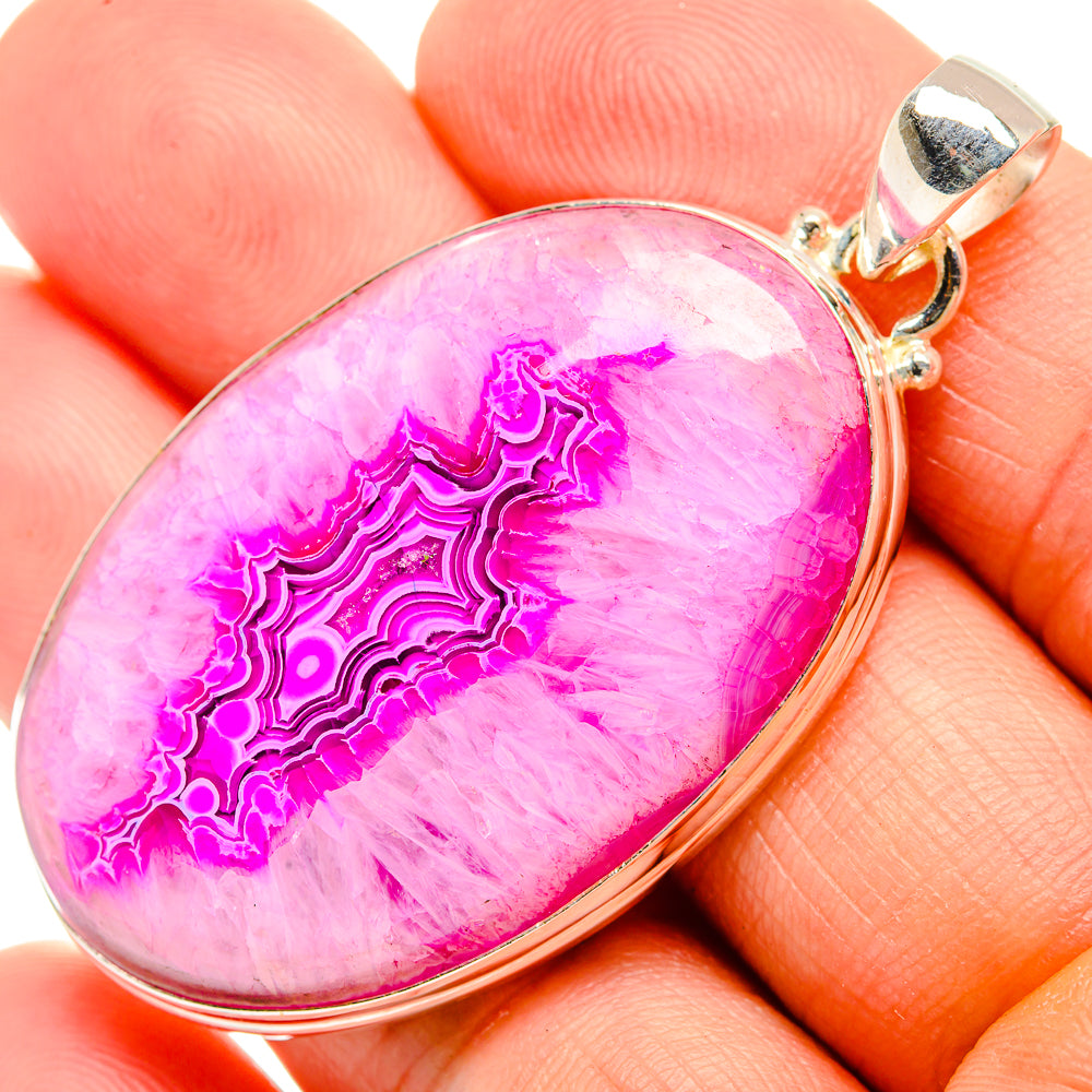 Pink Geode Slice Pendants handcrafted by Anasilvercos - PD32807