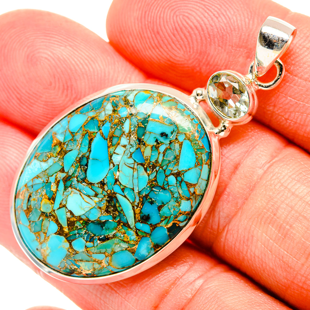 Blue Copper Composite Turquoise Pendants handcrafted by Anasilvercos - PD32817