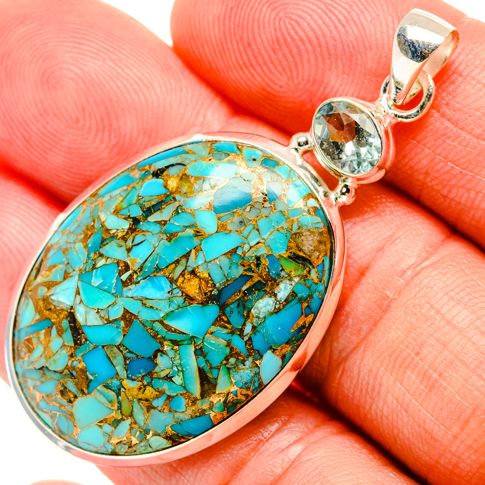 Blue Copper Composite Turquoise Pendants handcrafted by Anasilvercos - PD32819