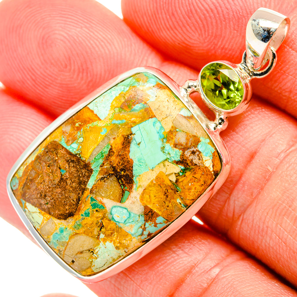 Blue Copper Composite Turquoise Pendants handcrafted by Anasilvercos - PD32821