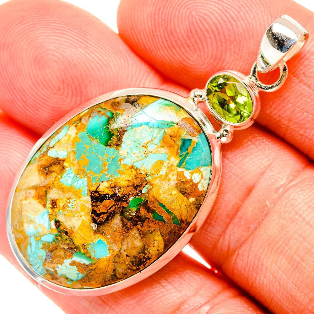 Blue Copper Composite Turquoise Pendants handcrafted by Anasilvercos - PD32846