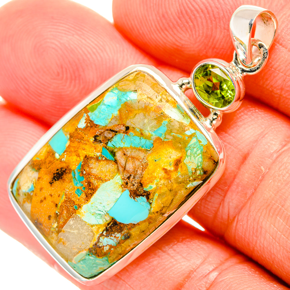 Blue Copper Composite Turquoise Pendants handcrafted by Anasilvercos - PD32852