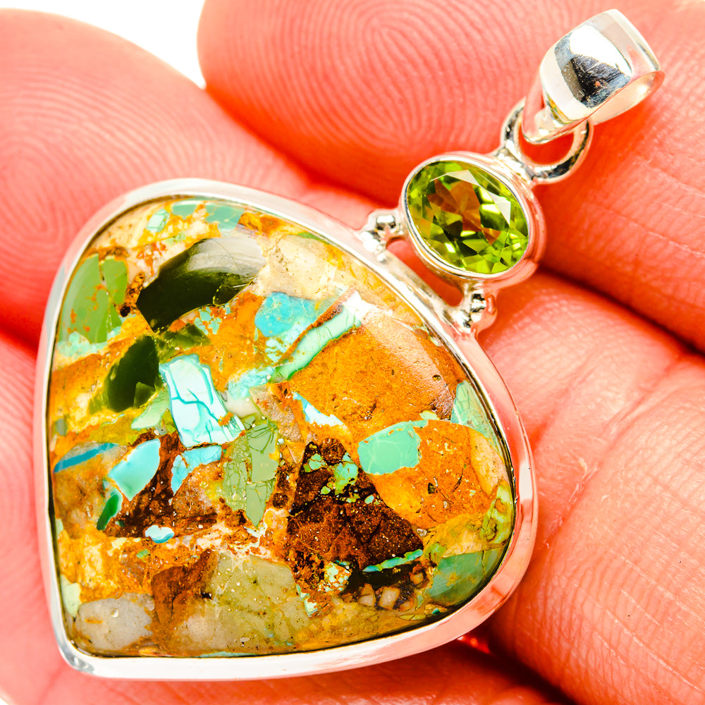 Green Copper Composite Turquoise Pendants handcrafted by Anasilvercos - PD32857