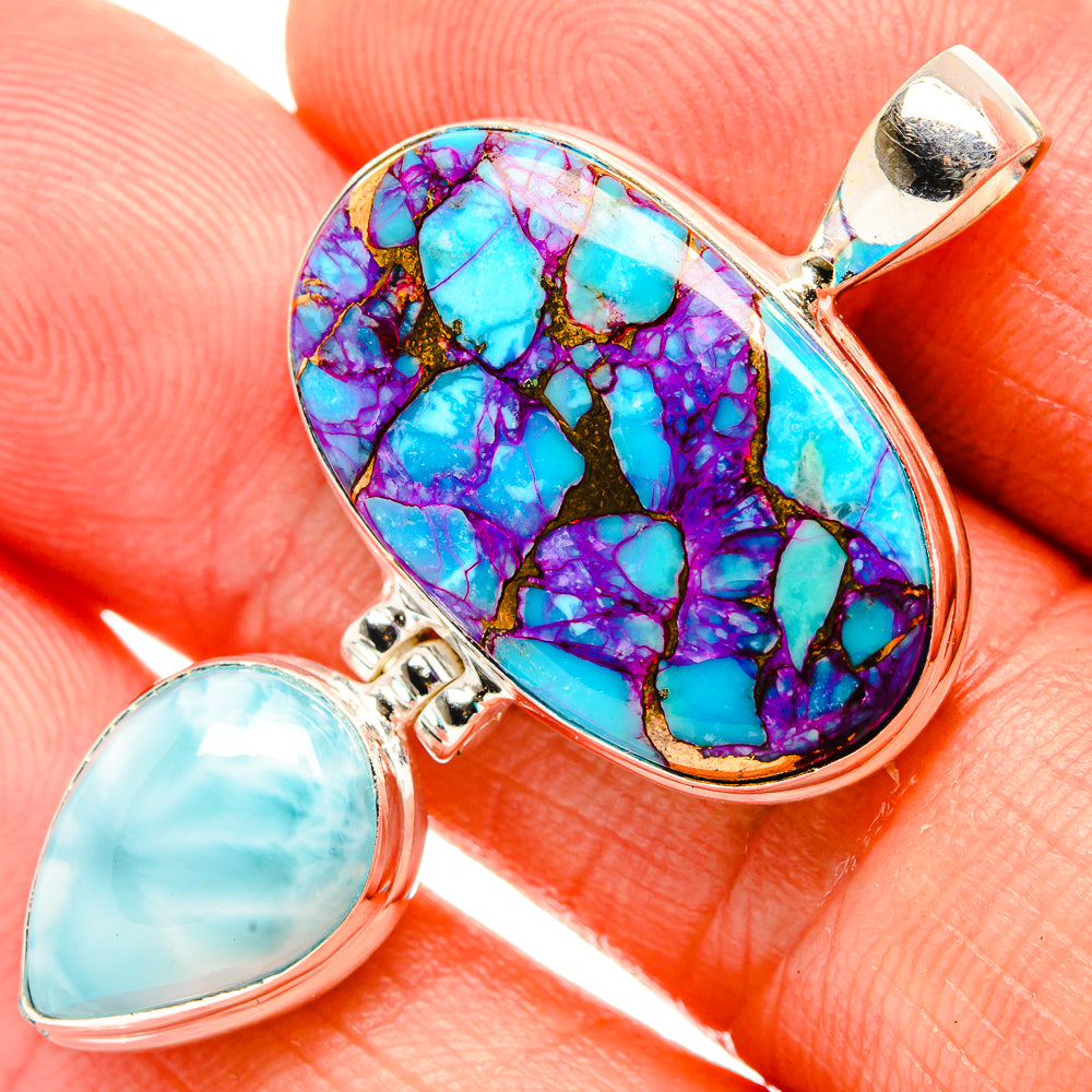 Purple Copper Composite Turquoise Pendants handcrafted by Anasilvercos - PD32859
