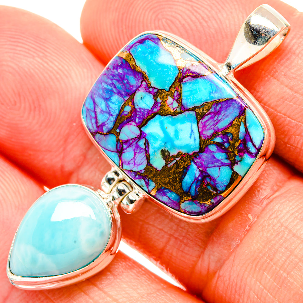 Purple Copper Composite Turquoise Pendants handcrafted by Anasilvercos - PD32868