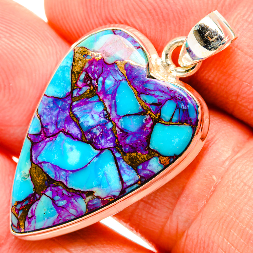 Purple Copper Composite Turquoise Pendants handcrafted by Anasilvercos - PD32872