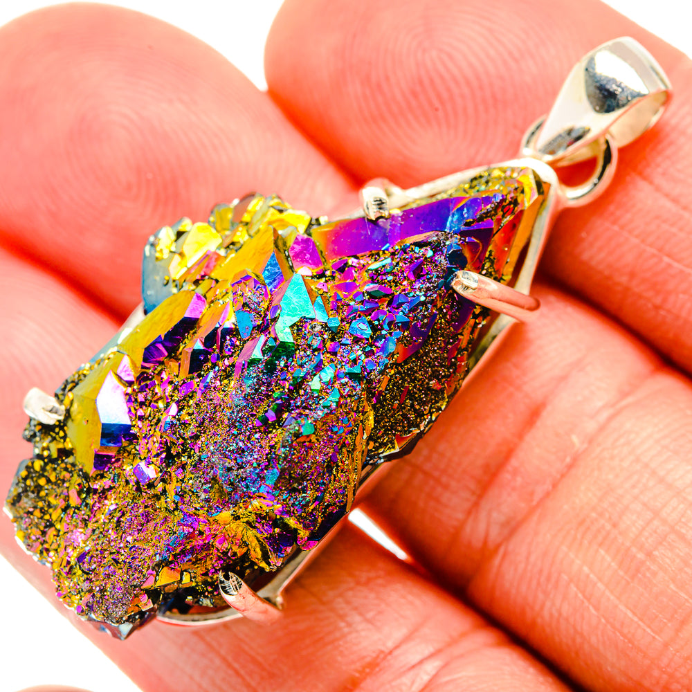 Titanium Sunshine Druzy Pendants handcrafted by Anasilvercos - PD32874