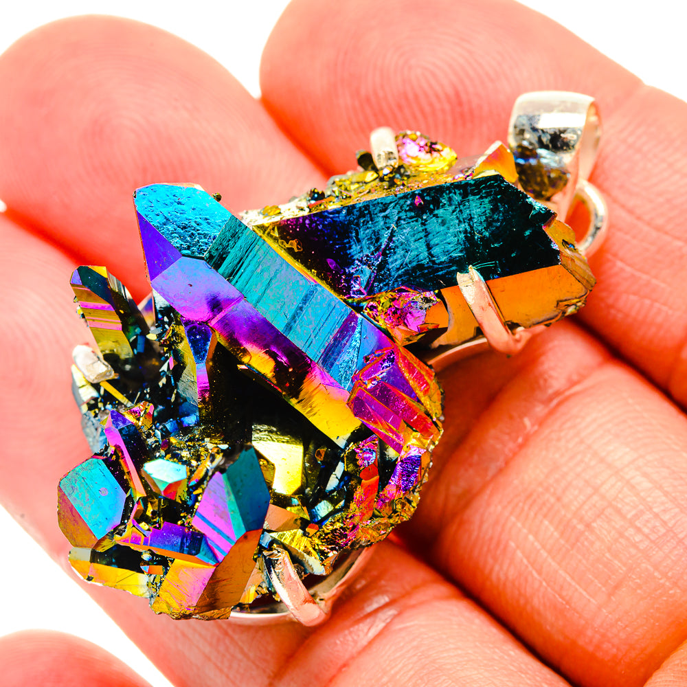 Titanium Sunshine Druzy Pendants handcrafted by Anasilvercos - PD32877