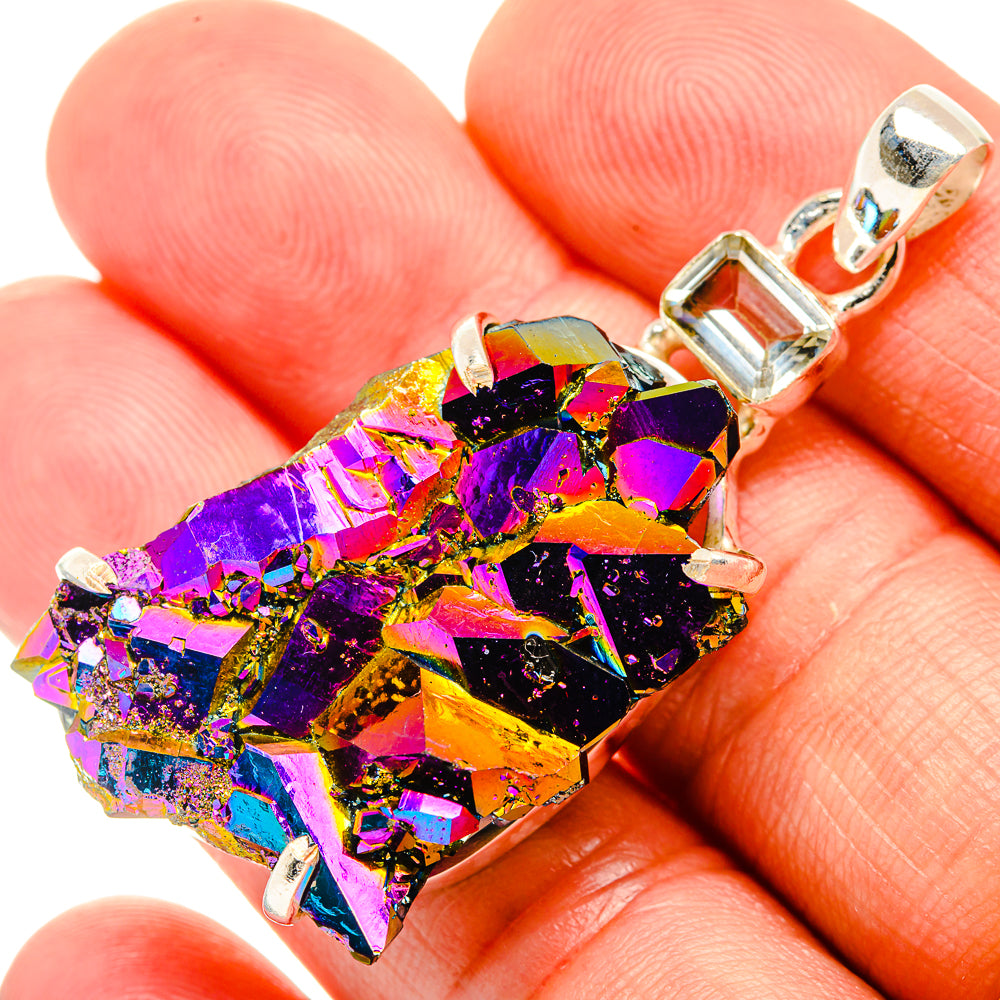 Titanium Sunshine Druzy Pendants handcrafted by Anasilvercos - PD32878