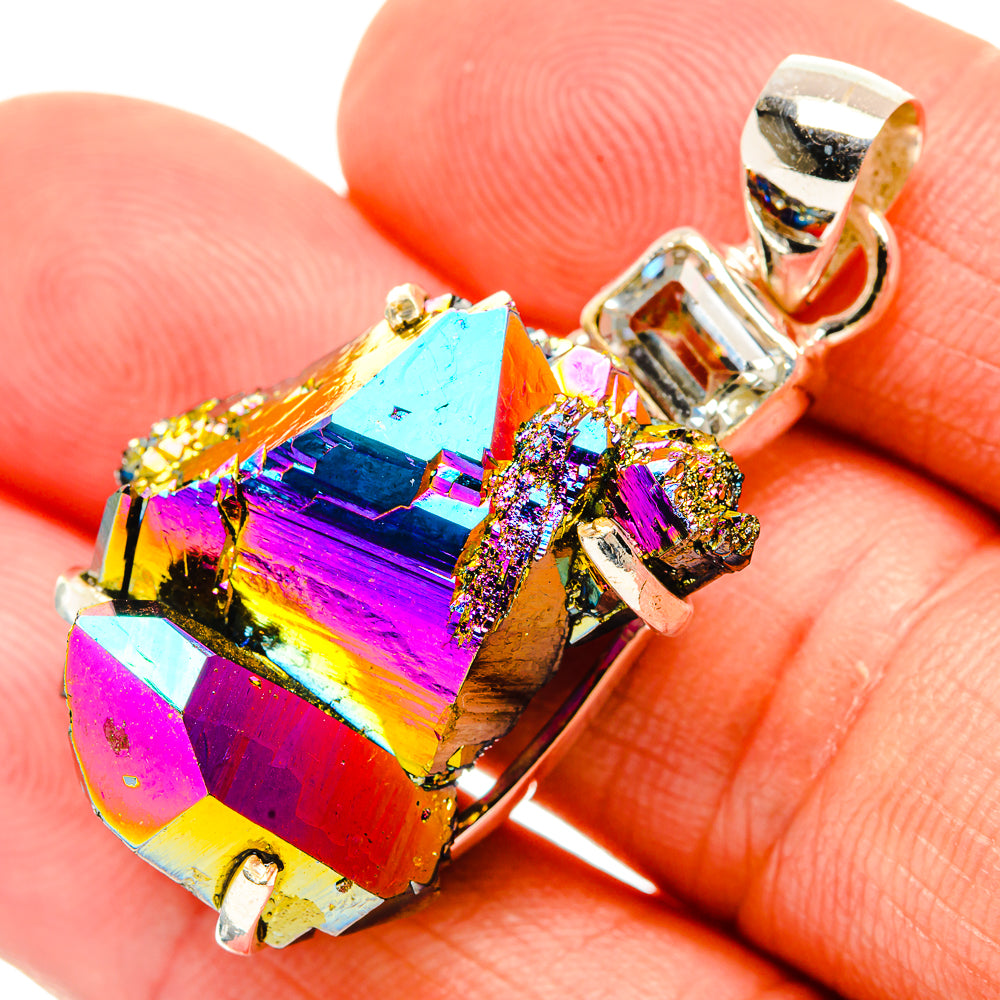Titanium Sunshine Druzy Pendants handcrafted by Anasilvercos - PD32880