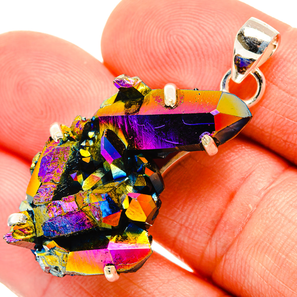 Titanium Sunshine Druzy Pendants handcrafted by Anasilvercos - PD32881