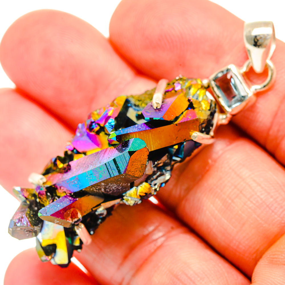 Titanium Sunshine Druzy Pendants handcrafted by Anasilvercos - PD32882
