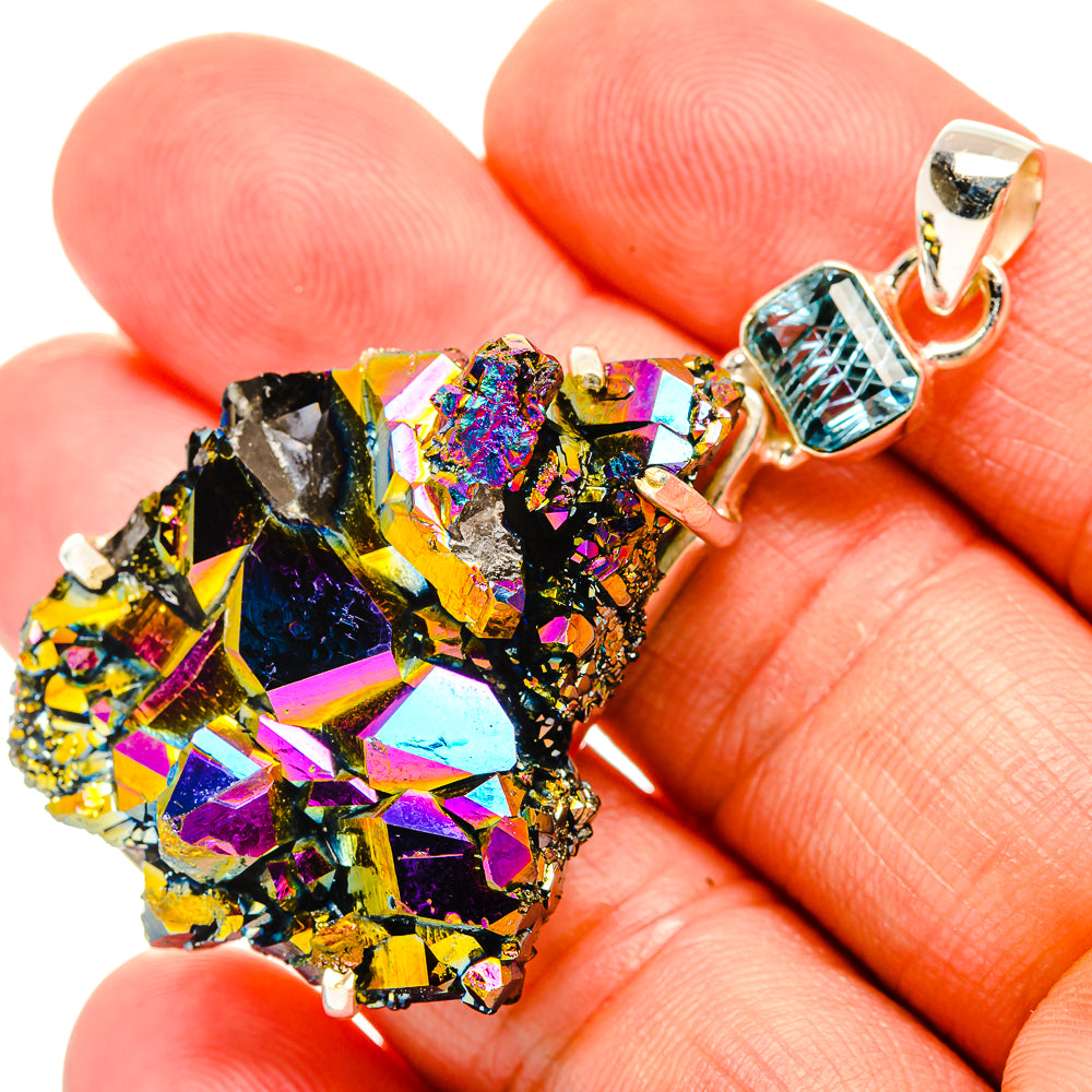 Titanium Sunshine Druzy Pendants handcrafted by Anasilvercos - PD32885