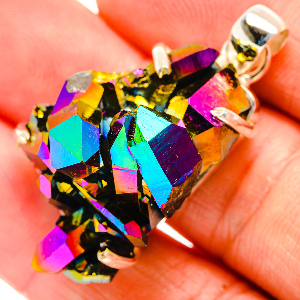 Titanium Sunshine Druzy Pendants handcrafted by Anasilvercos - PD32887