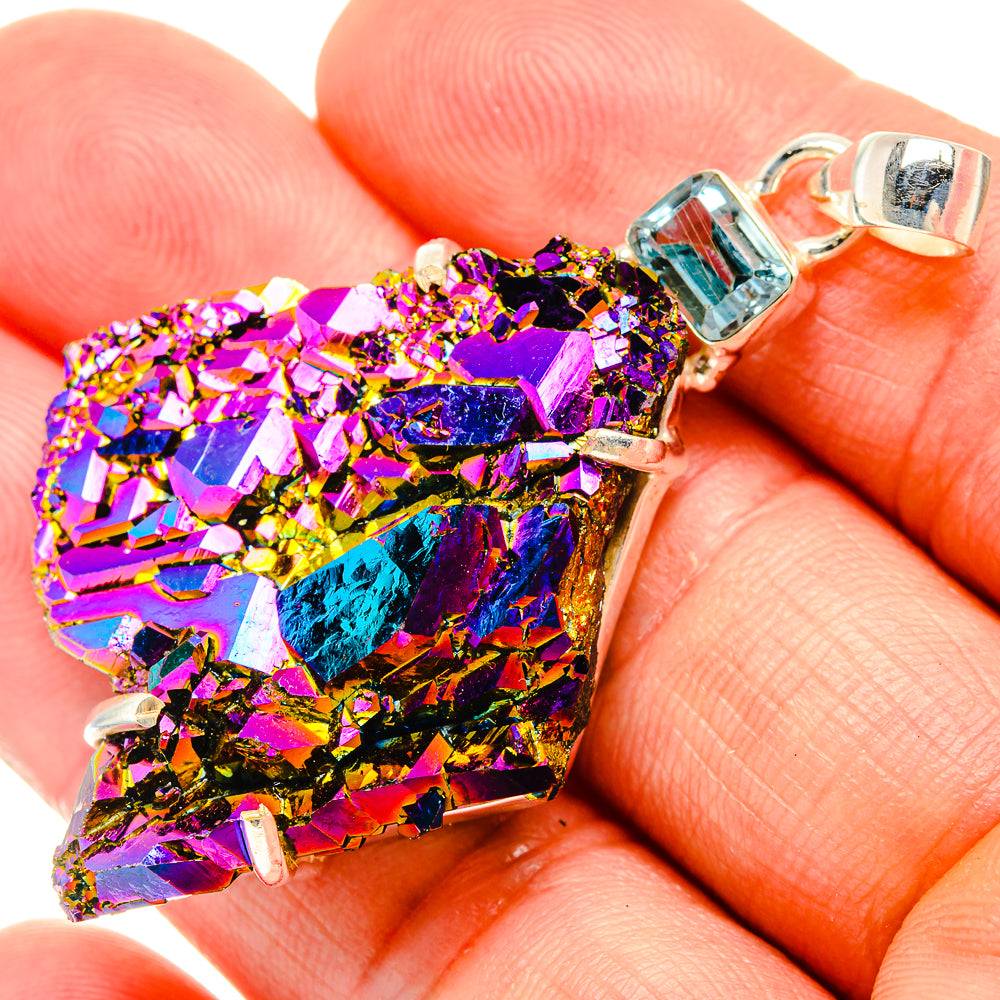 Titanium Sunshine Druzy Pendants handcrafted by Anasilvercos - PD32888