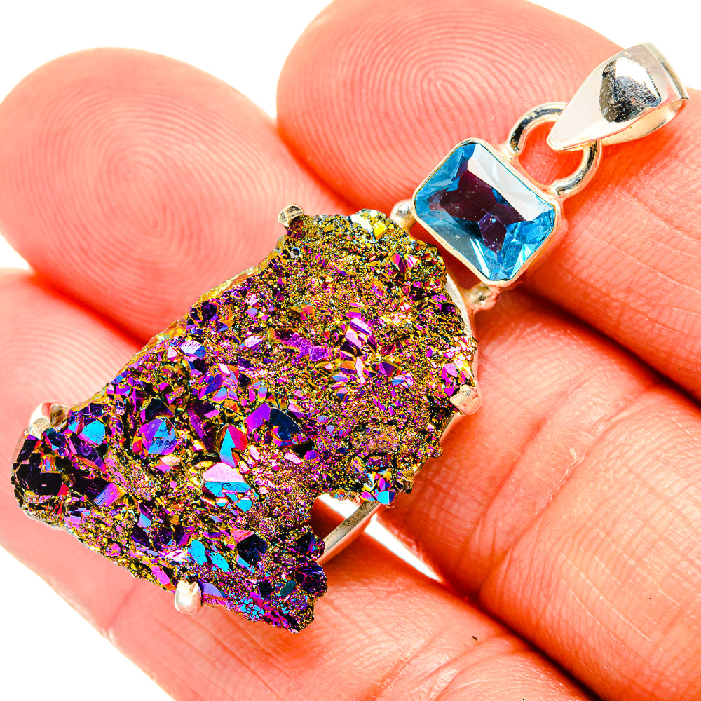 Titanium Sunshine Druzy Pendants handcrafted by Anasilvercos - PD32890