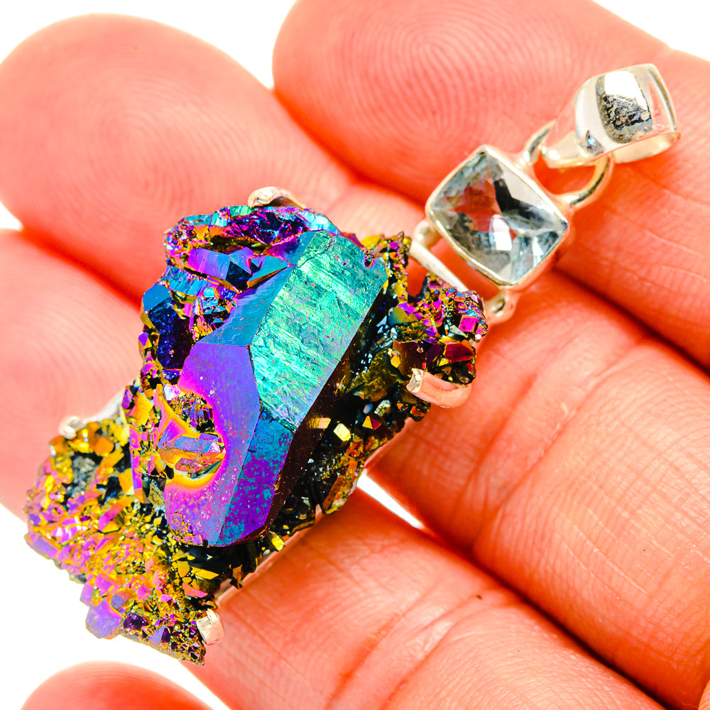 Titanium Sunshine Druzy Pendants handcrafted by Anasilvercos - PD32891