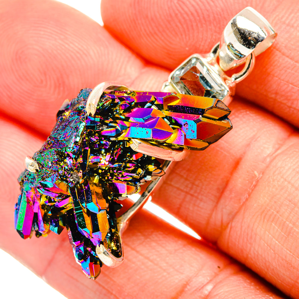 Titanium Sunshine Druzy Pendants handcrafted by Anasilvercos - PD32895