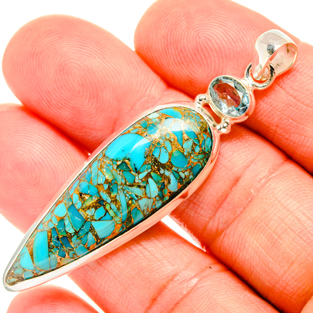 Blue Copper Composite Turquoise Pendants handcrafted by Anasilvercos - PD32898
