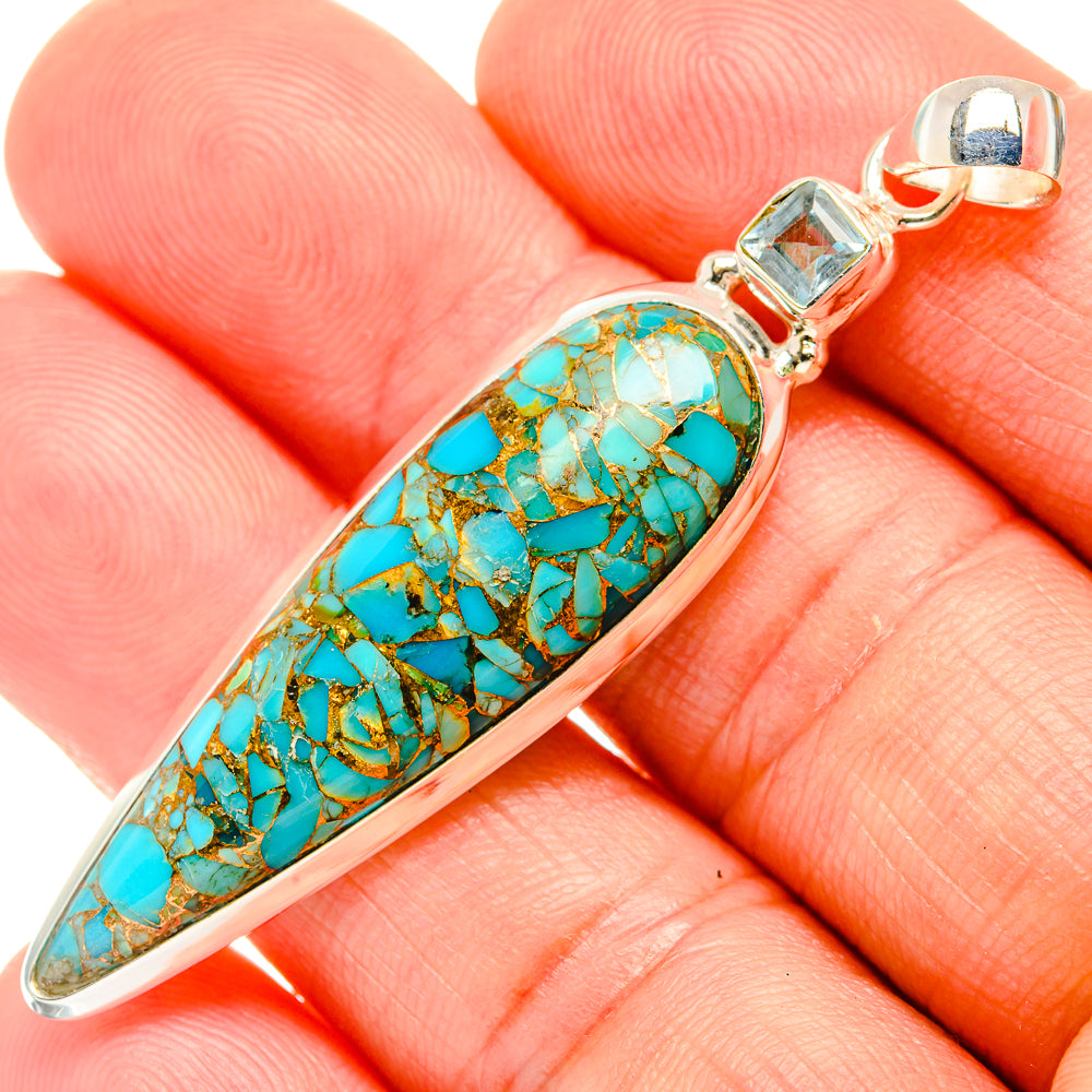 Blue Copper Composite Turquoise Pendants handcrafted by Anasilvercos - PD32900