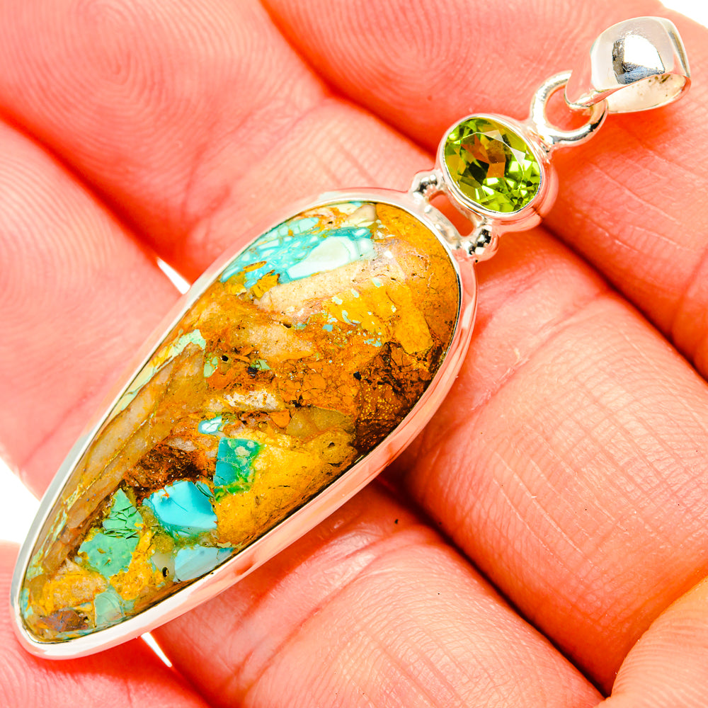 Blue Copper Composite Turquoise Pendants handcrafted by Anasilvercos - PD32905