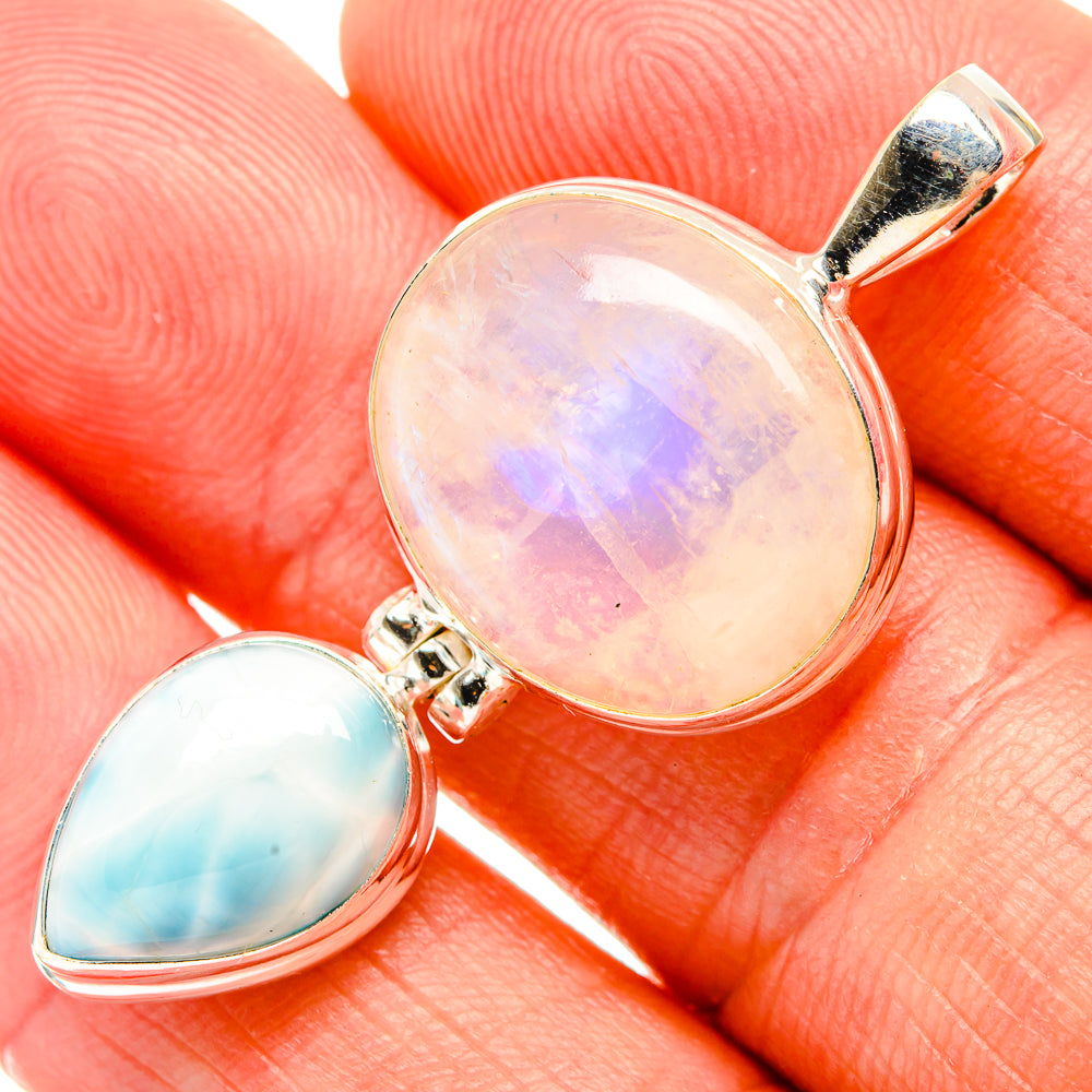 Rainbow Moonstone Pendants handcrafted by Anasilvercos - PD32949