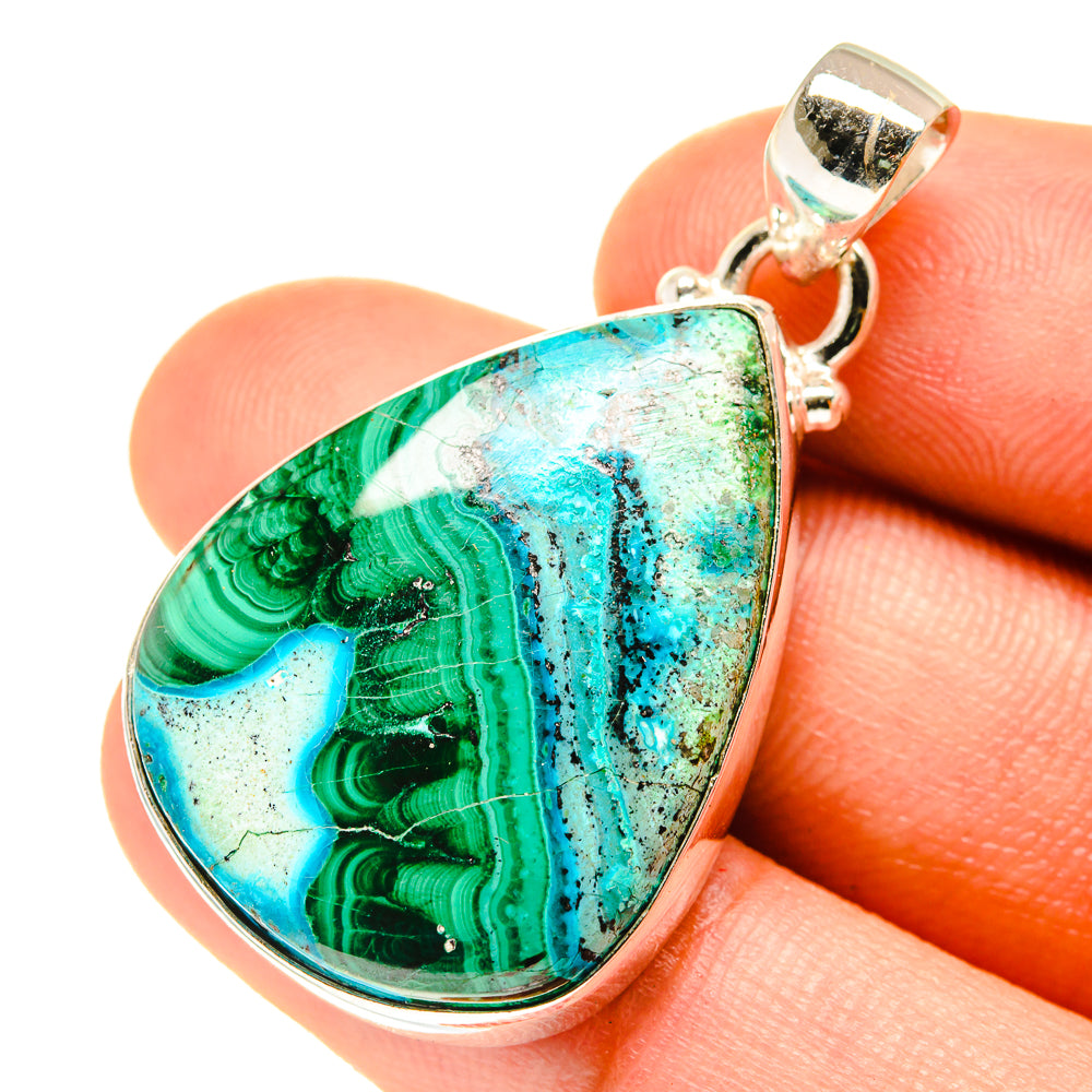 Malachite In Chrysocolla Pendants handcrafted by Anasilvercos - PD3295