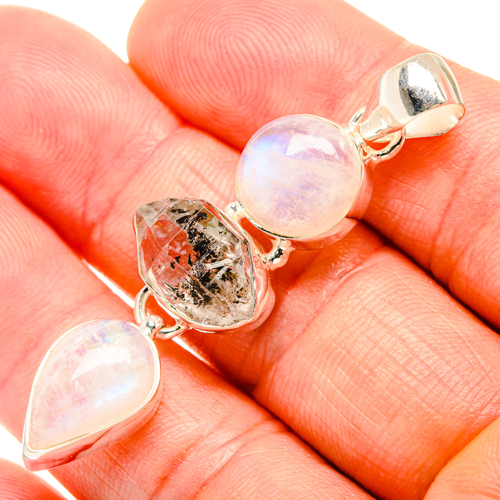 Rainbow Moonstone Pendants handcrafted by Anasilvercos - PD32953