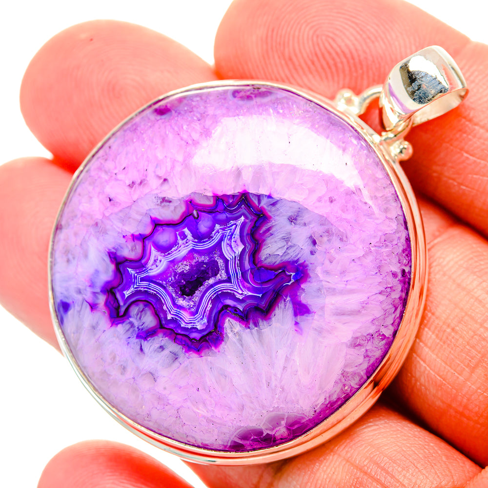 Purple Geode Slice Pendants handcrafted by Anasilvercos - PD32998