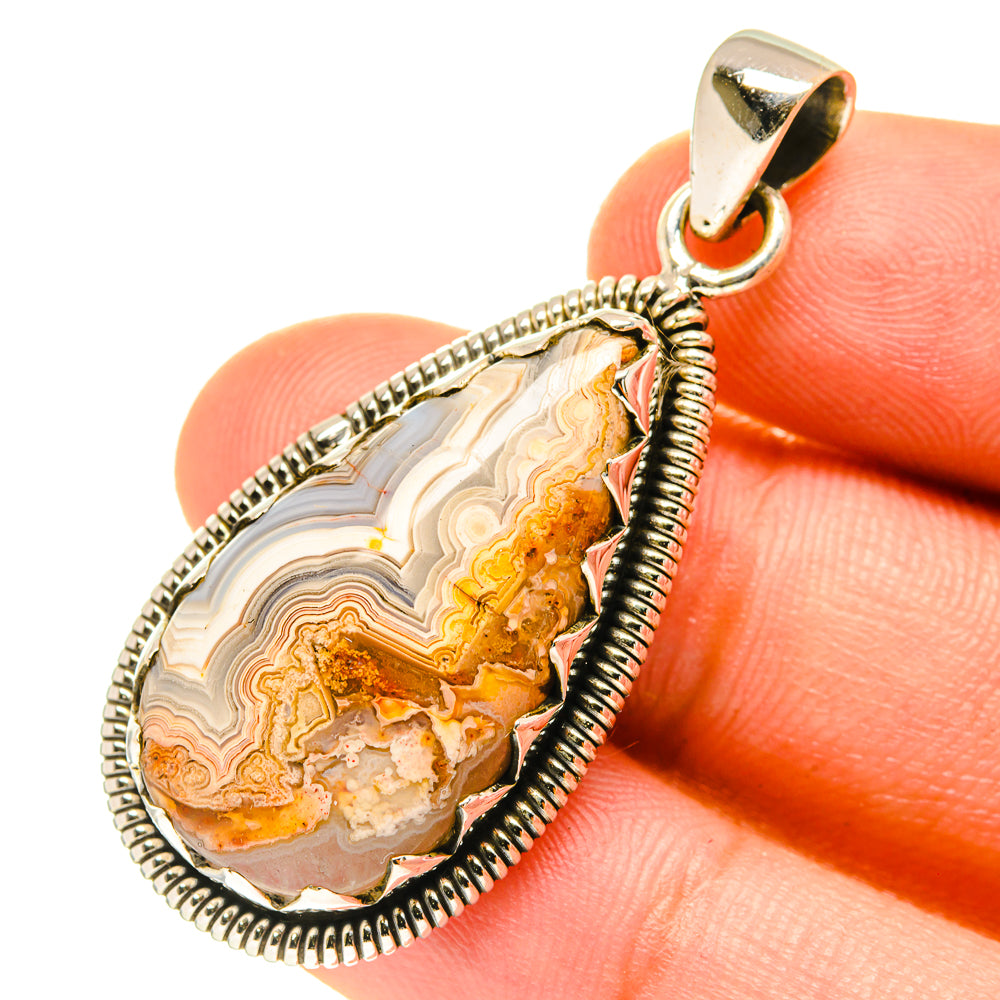 Crazy Lace Agate Pendants handcrafted by Anasilvercos - PD3300