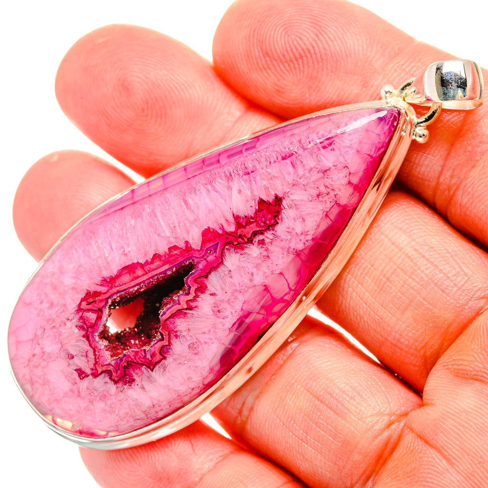 Pink Geode Slice Pendants handcrafted by Anasilvercos - PD33005