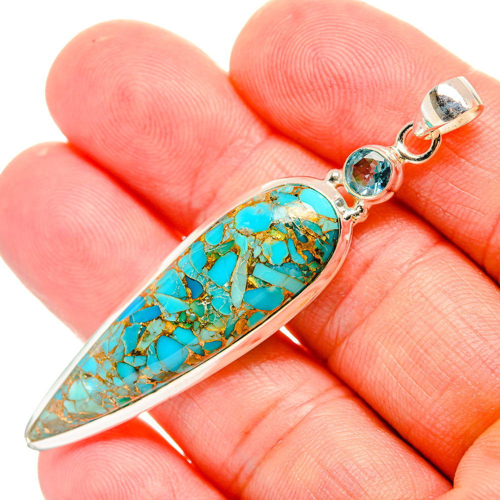 Blue Copper Composite Turquoise Pendants handcrafted by Anasilvercos - PD33006