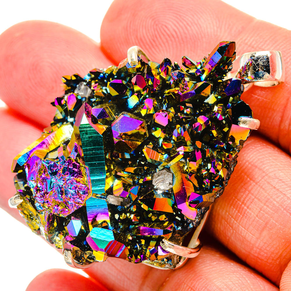 Titanium Sunshine Druzy Pendants handcrafted by Anasilvercos - PD33008