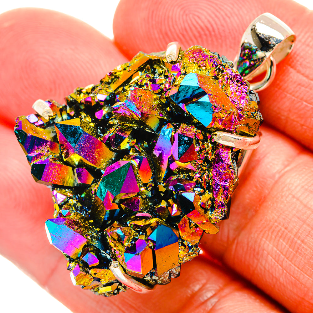 Titanium Sunshine Druzy Pendants handcrafted by Anasilvercos - PD33009