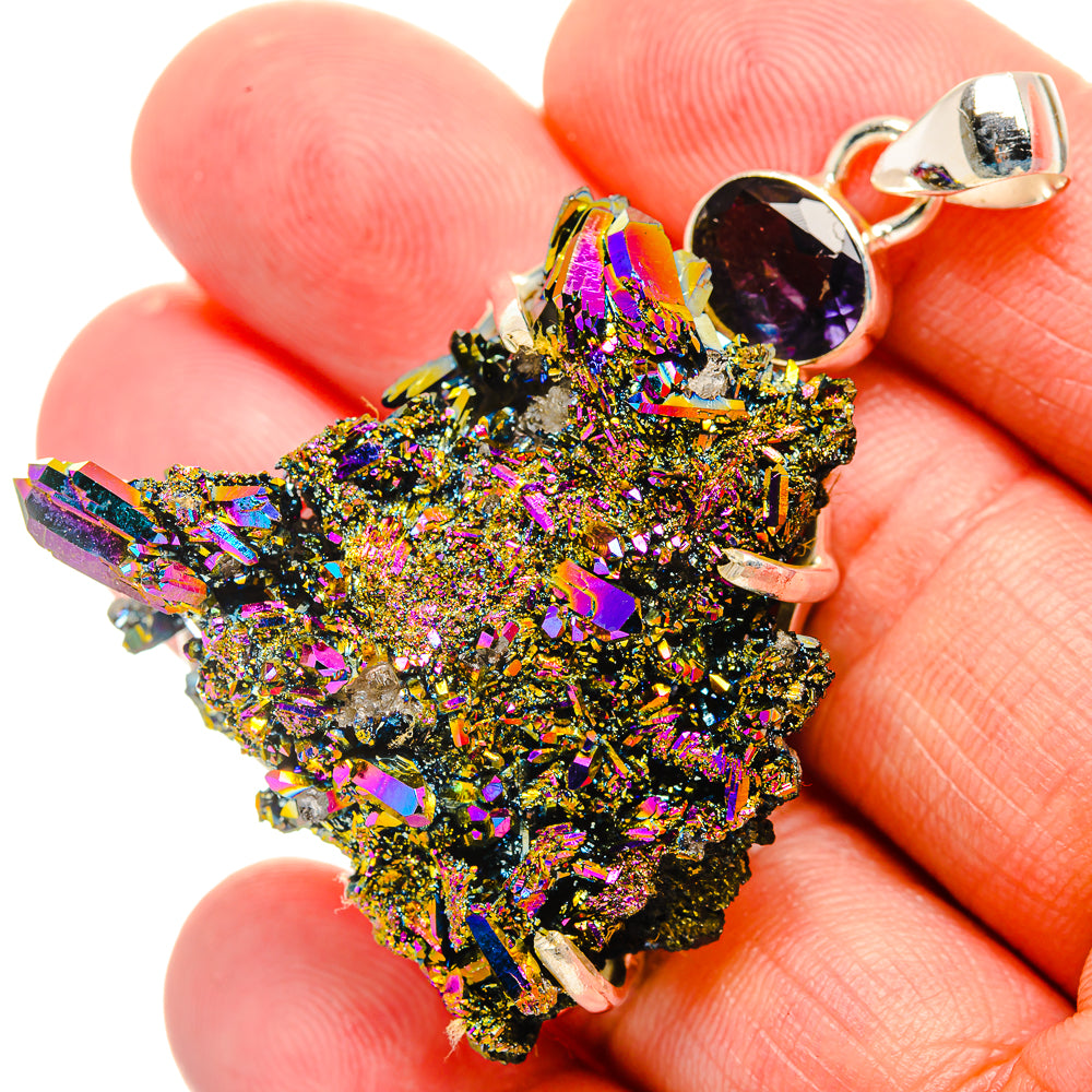 Titanium Sunshine Druzy Pendants handcrafted by Anasilvercos - PD33011