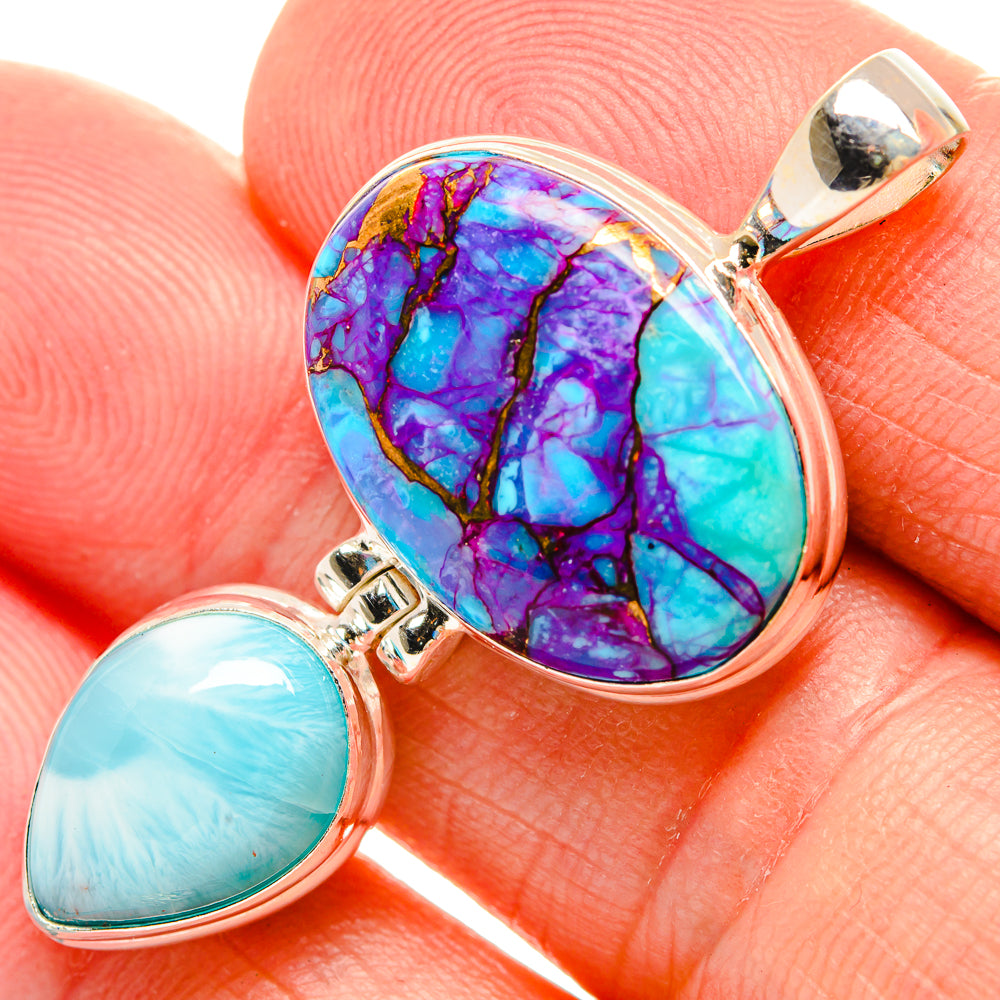 Purple Copper Composite Turquoise Pendants handcrafted by Anasilvercos - PD33030