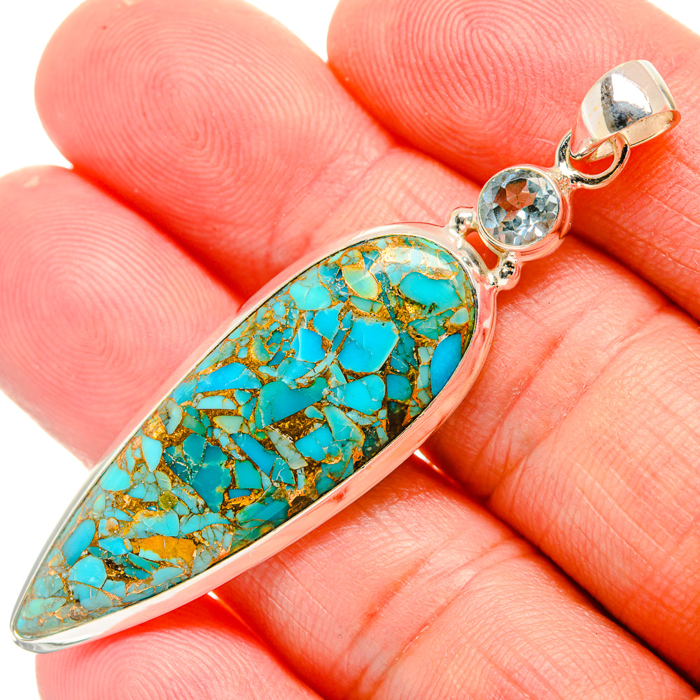 Blue Copper Composite Turquoise Pendants handcrafted by Anasilvercos - PD33037