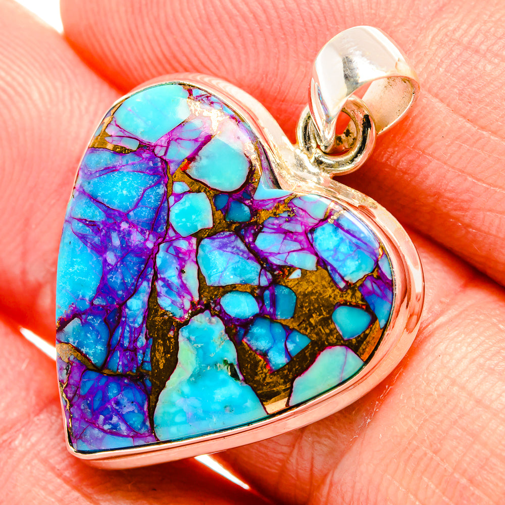Purple Copper Composite Turquoise Pendants handcrafted by Anasilvercos - PD33054